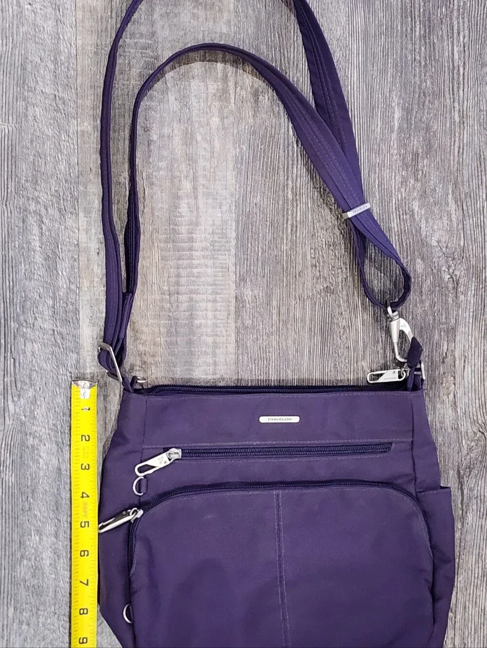 TRAVELON | Anti-Theft Classic North/South Crossbody Shoulder Bag  L| Purple - Picture 10 of 11